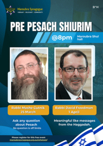 Pre Purim & Pesach Shiurim - March 25