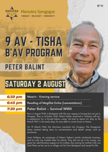 9 AV - Tisha B'Av Program 2025