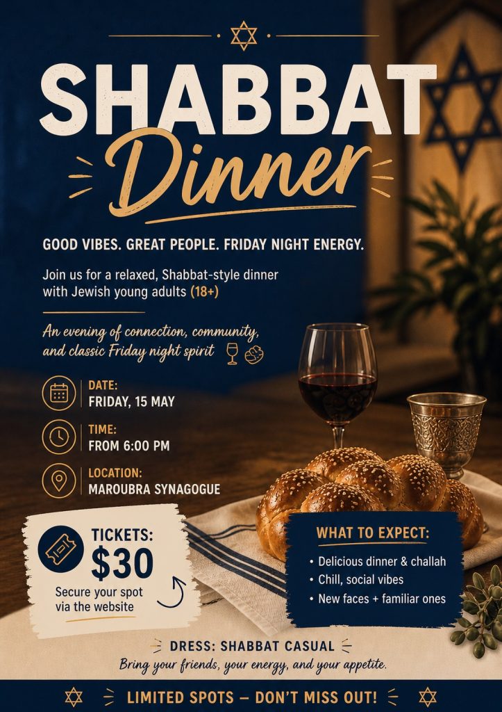 Young Adults Shabbat Dinner May26